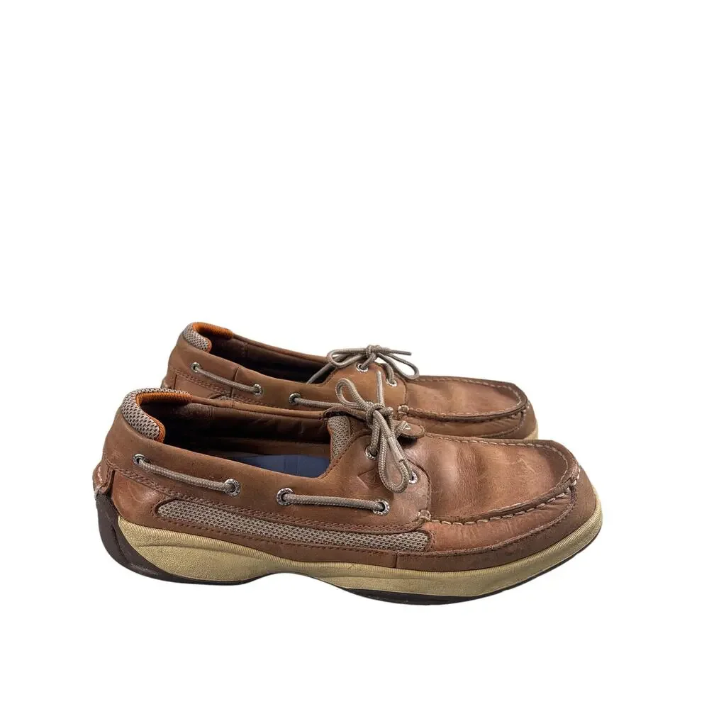 Sperry Boat Shoe Men's 12M Brown‎ Leather Intrepid 2-Eye Slip-On Casual Topsider